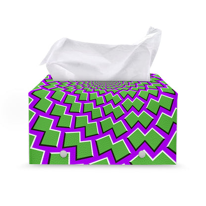 Green Shapes Moving Optical Illusion Leather Tissue Box Cover