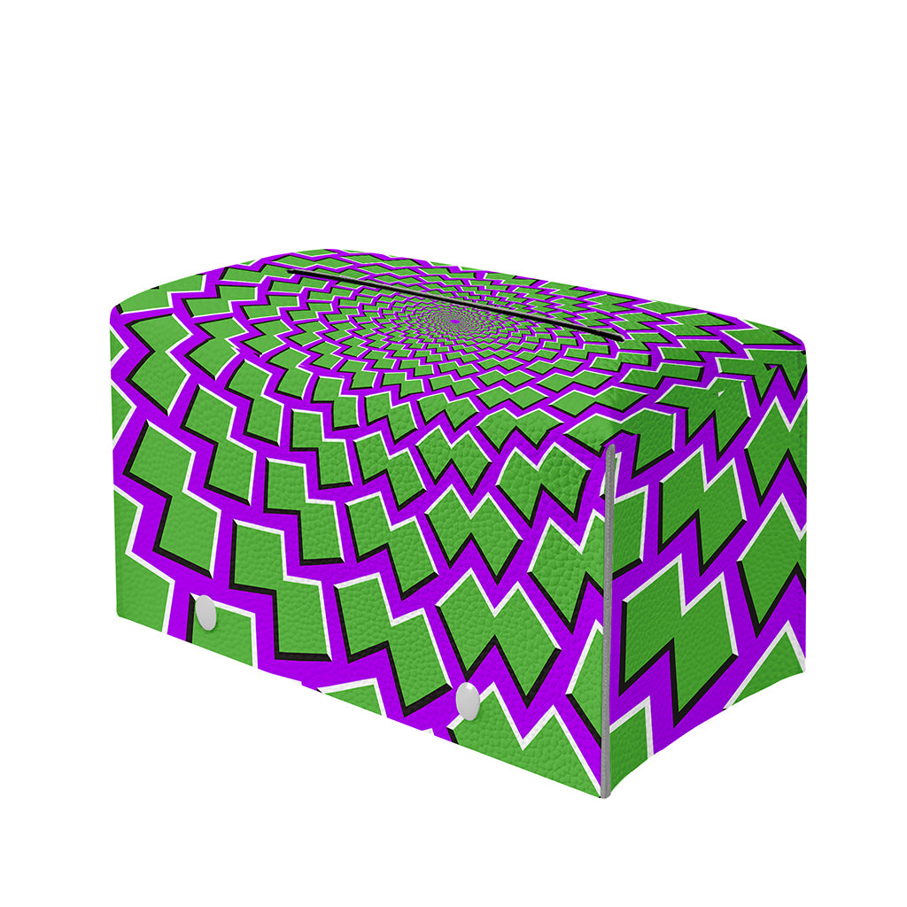 Green Shapes Moving Optical Illusion Leather Tissue Box Cover