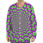 Green Shapes Moving Optical Illusion Long Sleeve Baseball Jersey
