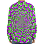 Green Shapes Moving Optical Illusion Long Sleeve Baseball Jersey