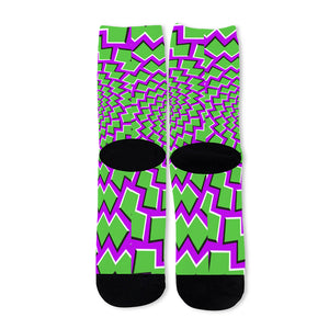 Green Shapes Moving Optical Illusion Long Socks