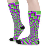 Green Shapes Moving Optical Illusion Long Socks