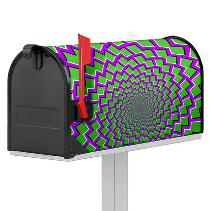 Green Shapes Moving Optical Illusion Mailbox Cover