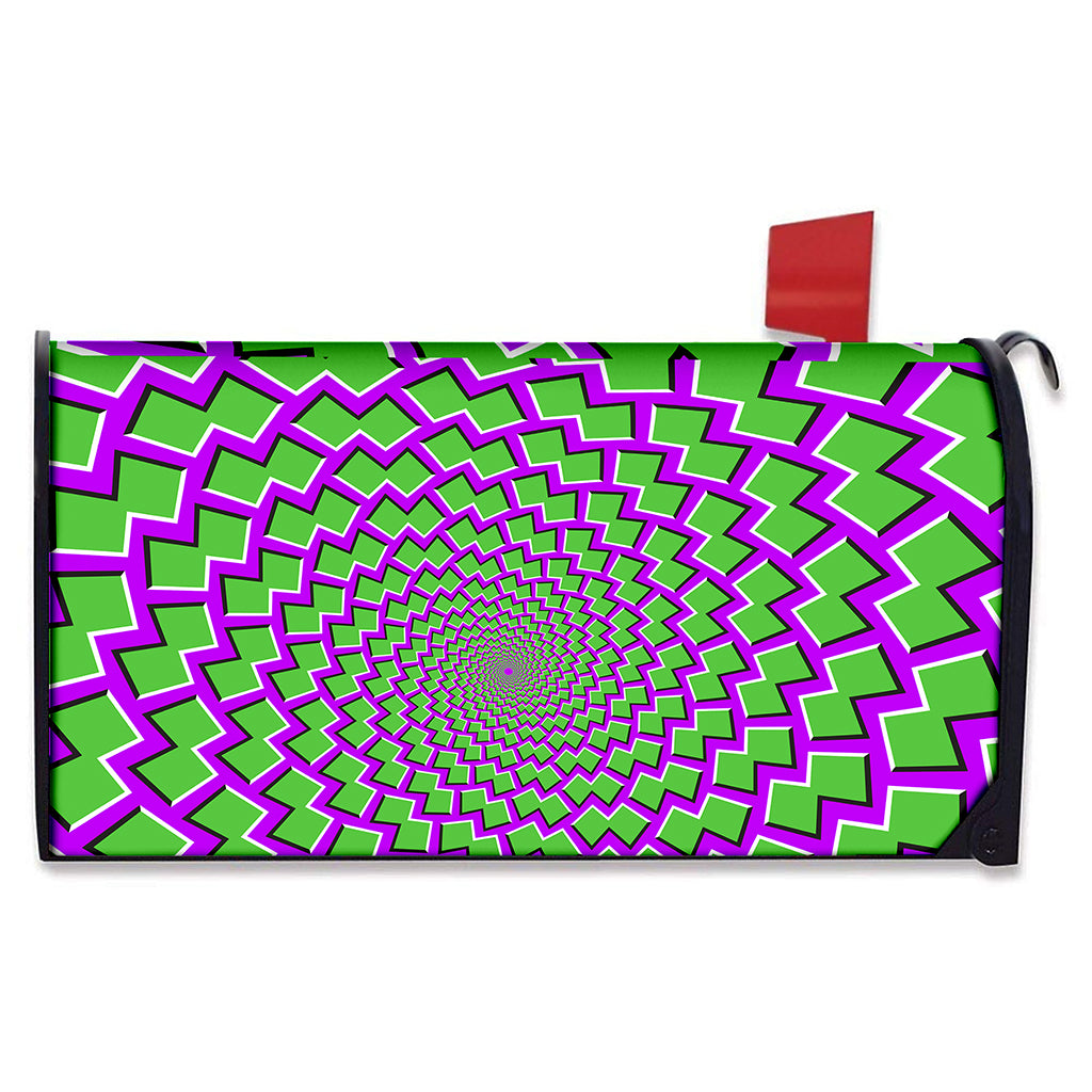 Green Shapes Moving Optical Illusion Mailbox Cover