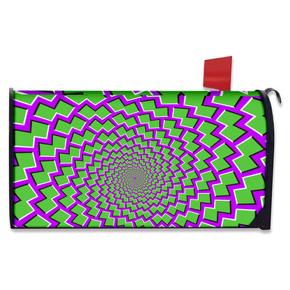 Green Shapes Moving Optical Illusion Mailbox Cover