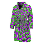 Green Shapes Moving Optical Illusion Men's Bathrobe