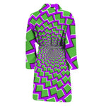 Green Shapes Moving Optical Illusion Men's Bathrobe