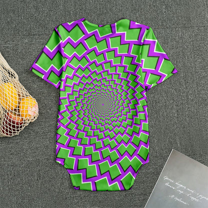 Green Shapes Moving Optical Illusion Men's Bodysuit