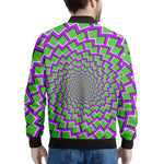 Green Shapes Moving Optical Illusion Men's Bomber Jacket