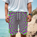 Green Shapes Moving Optical Illusion Men's Cargo Shorts