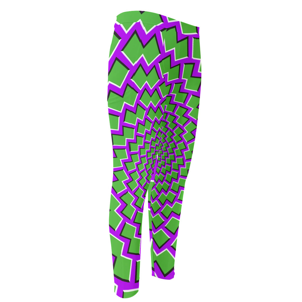 Green Shapes Moving Optical Illusion Men's Compression Pants