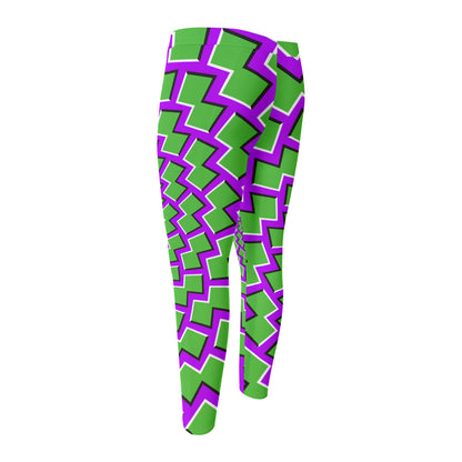 Green Shapes Moving Optical Illusion Men's Compression Pants