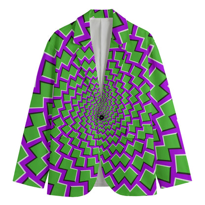 Green Shapes Moving Optical Illusion Men's Cotton Blazer