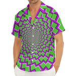 Green Shapes Moving Optical Illusion Men's Deep V-Neck Shirt