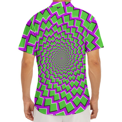 Green Shapes Moving Optical Illusion Men's Deep V-Neck Shirt