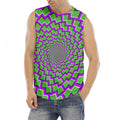 Green Shapes Moving Optical Illusion Men's Fitness Tank Top