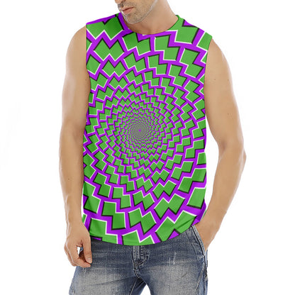 Green Shapes Moving Optical Illusion Men's Fitness Tank Top