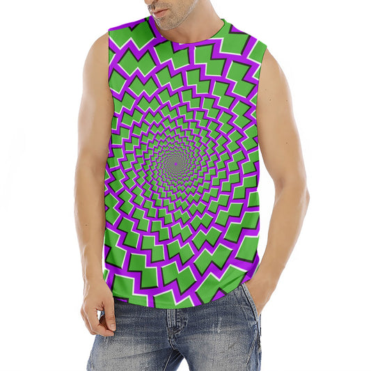 Green Shapes Moving Optical Illusion Men's Fitness Tank Top