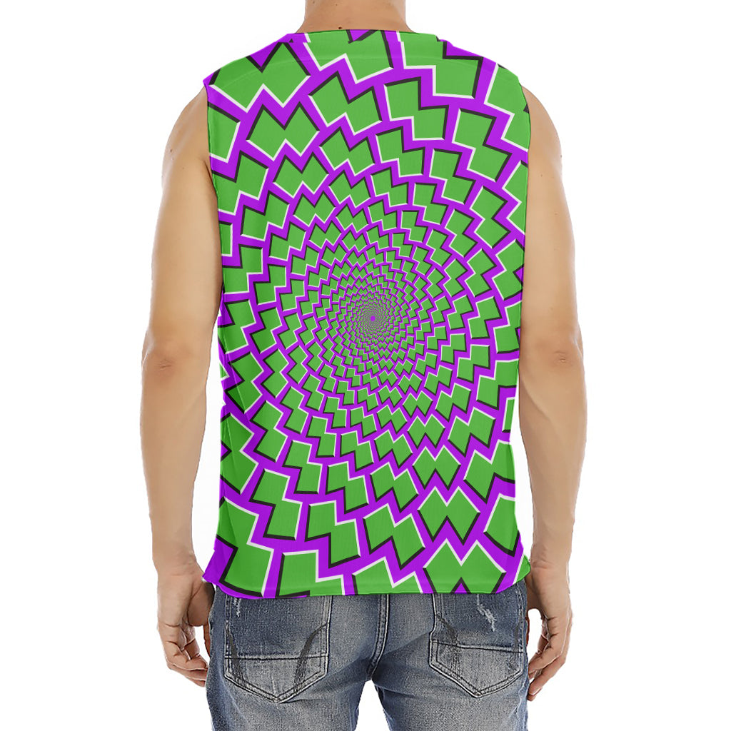 Green Shapes Moving Optical Illusion Men's Fitness Tank Top