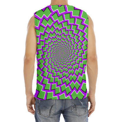 Green Shapes Moving Optical Illusion Men's Fitness Tank Top