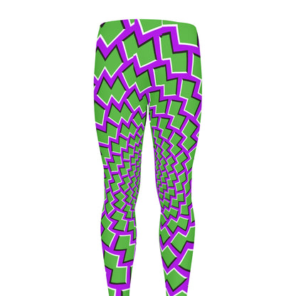 Green Shapes Moving Optical Illusion Men's leggings