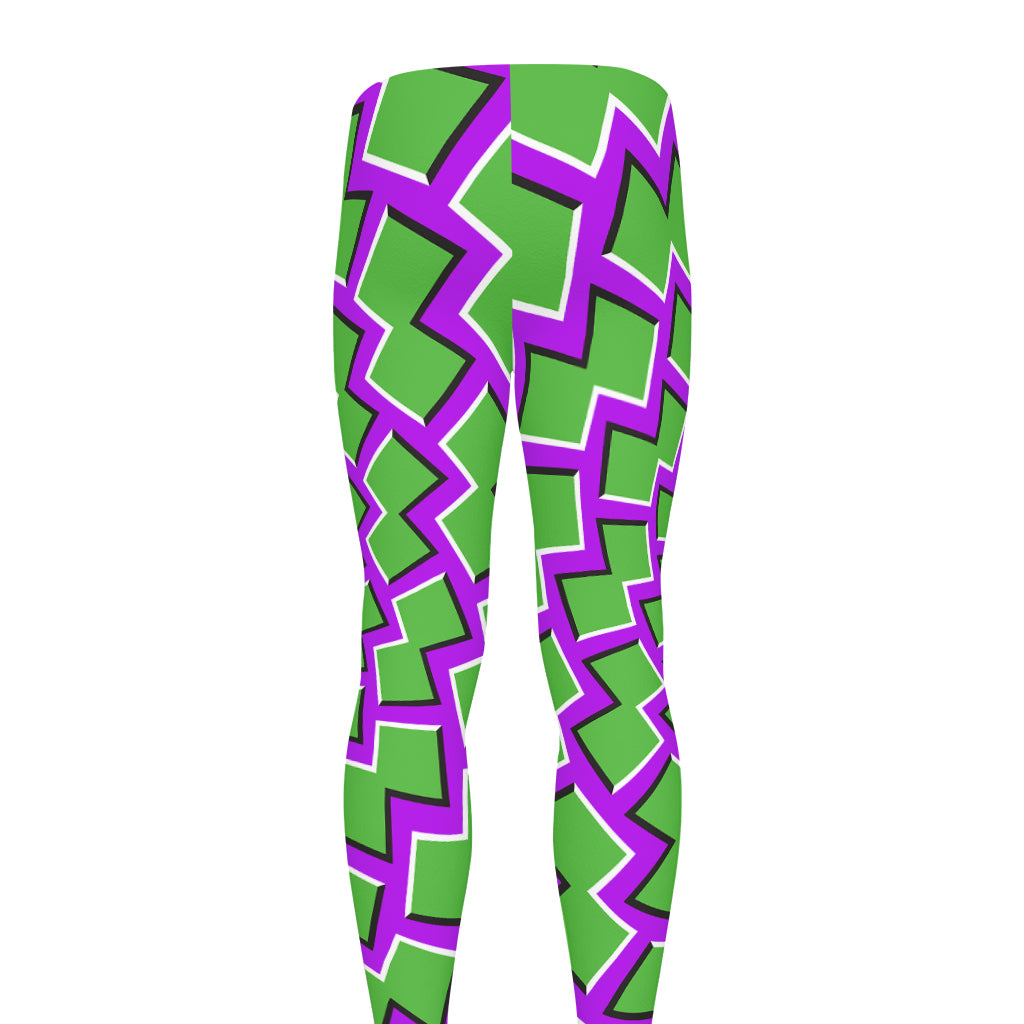 Green Shapes Moving Optical Illusion Men's leggings