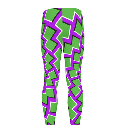 Green Shapes Moving Optical Illusion Men's leggings