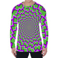 Green Shapes Moving Optical Illusion Men's Long Sleeve T-Shirt