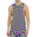 Green Shapes Moving Optical Illusion Men's Muscle Tank Top