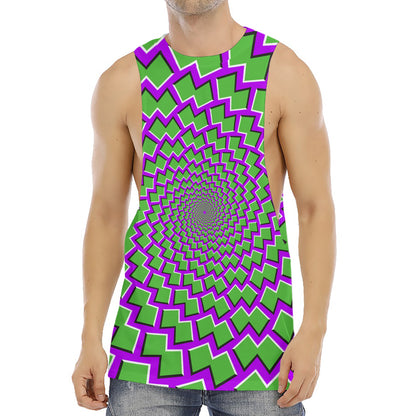 Green Shapes Moving Optical Illusion Men's Muscle Tank Top