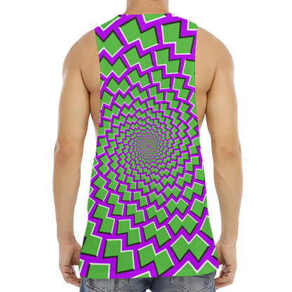 Green Shapes Moving Optical Illusion Men's Muscle Tank Top