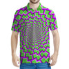 Green Shapes Moving Optical Illusion Men's Polo Shirt