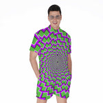 Green Shapes Moving Optical Illusion Men's Rompers