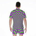 Green Shapes Moving Optical Illusion Men's Rompers