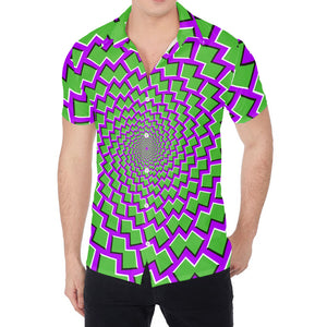 Green Shapes Moving Optical Illusion Men's Shirt