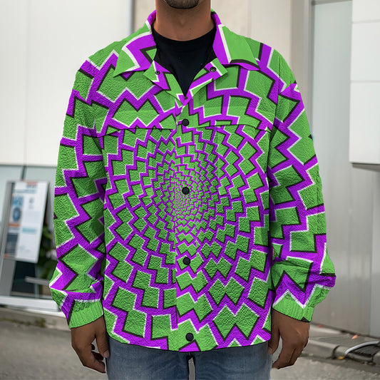 Green Shapes Moving Optical Illusion Men's Shirt Jacket