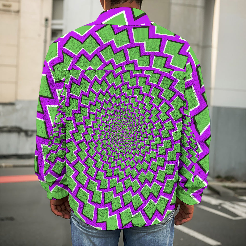 Green Shapes Moving Optical Illusion Men's Shirt Jacket