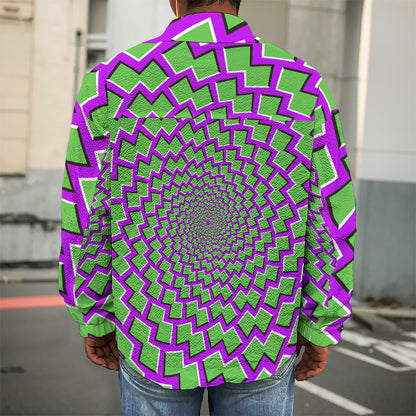 Green Shapes Moving Optical Illusion Men's Shirt Jacket
