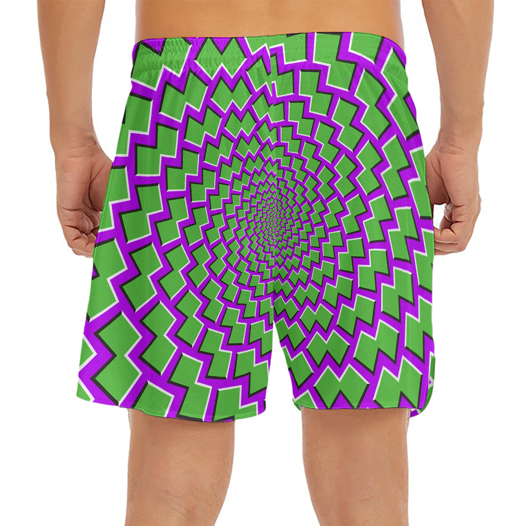 Green Shapes Moving Optical Illusion Men's Split Running Shorts