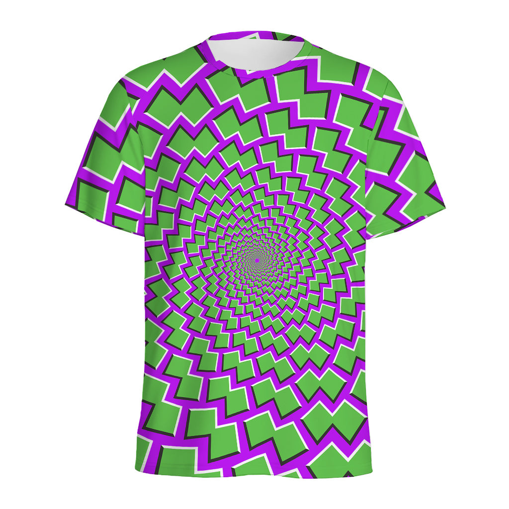 Green Shapes Moving Optical Illusion Men's Sports T-Shirt