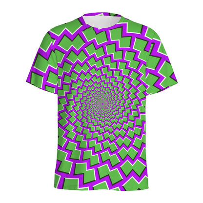 Green Shapes Moving Optical Illusion Men's Sports T-Shirt