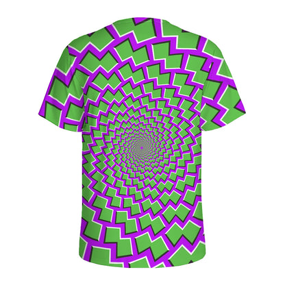 Green Shapes Moving Optical Illusion Men's Sports T-Shirt