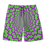 Green Shapes Moving Optical Illusion Men's Swim Trunks