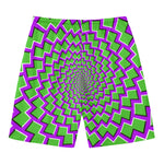 Green Shapes Moving Optical Illusion Men's Swim Trunks