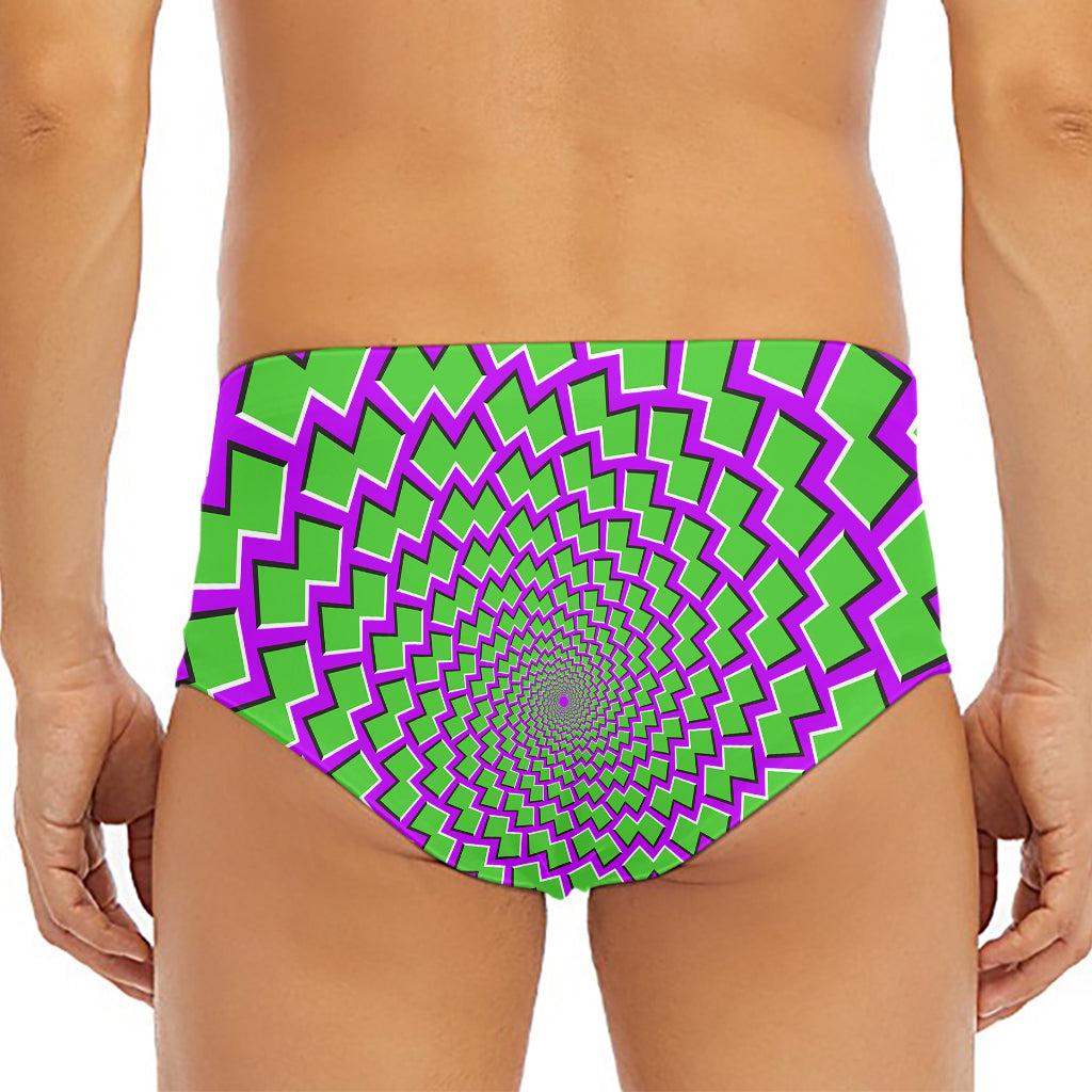 Green Shapes Moving Optical Illusion Men's Triangle Swim Briefs
