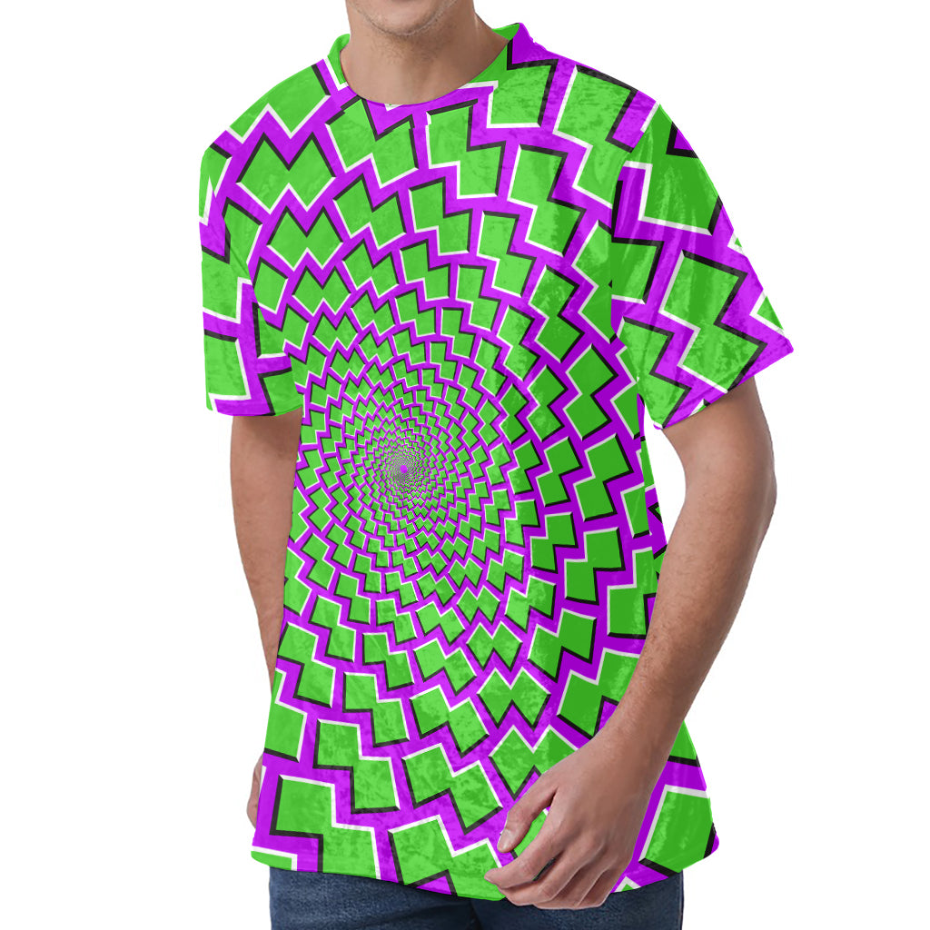 Green Shapes Moving Optical Illusion Men's Velvet T-Shirt