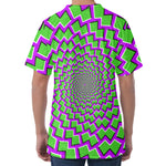 Green Shapes Moving Optical Illusion Men's Velvet T-Shirt