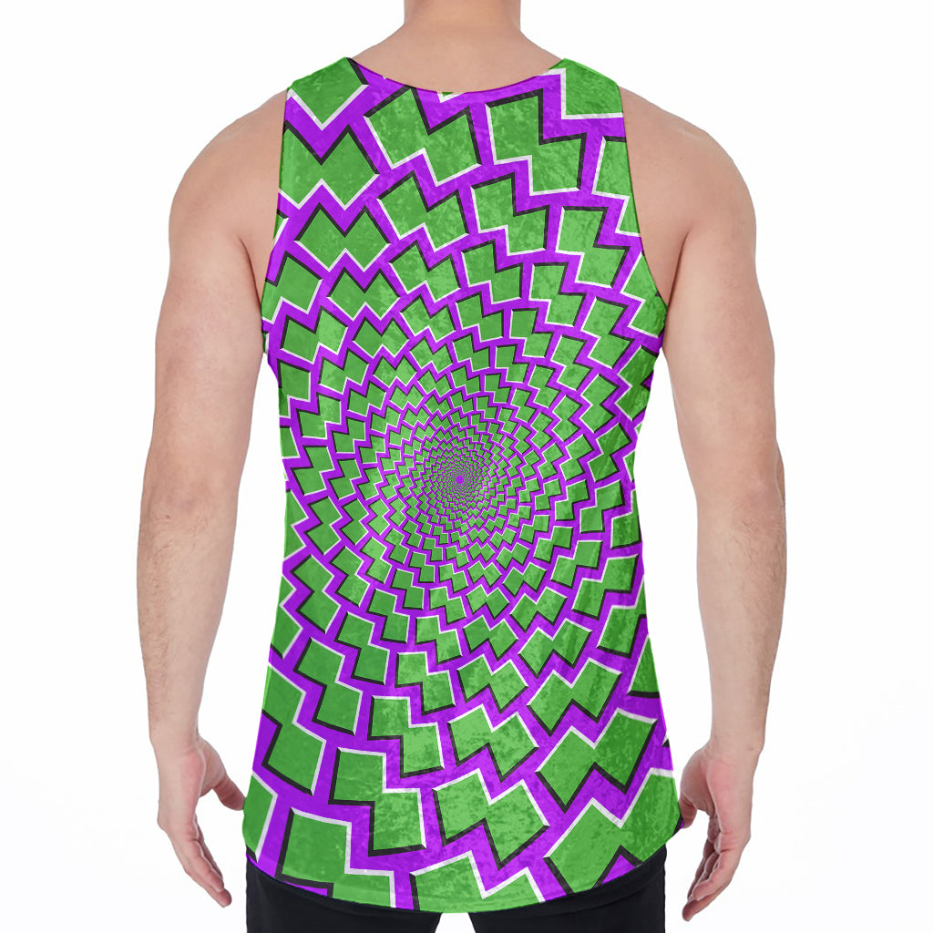 Green Shapes Moving Optical Illusion Men's Velvet Tank Top
