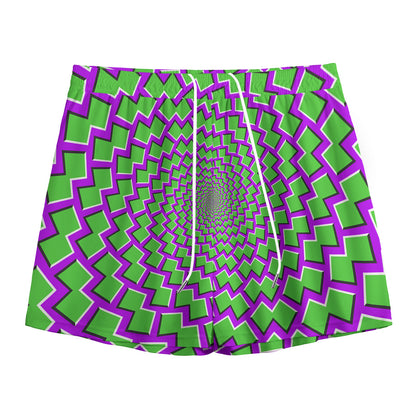 Green Shapes Moving Optical Illusion Mesh Shorts