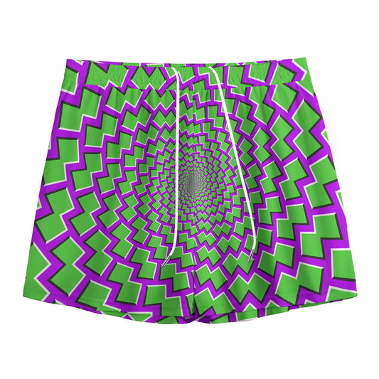 Green Shapes Moving Optical Illusion Mesh Shorts